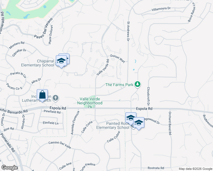 map of restaurants, bars, coffee shops, grocery stores, and more near 13253 Edina Way in Poway