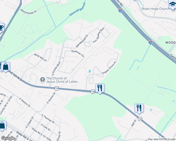 map of restaurants, bars, coffee shops, grocery stores, and more near 100 Yellow Hawthorn Circle in Summerville