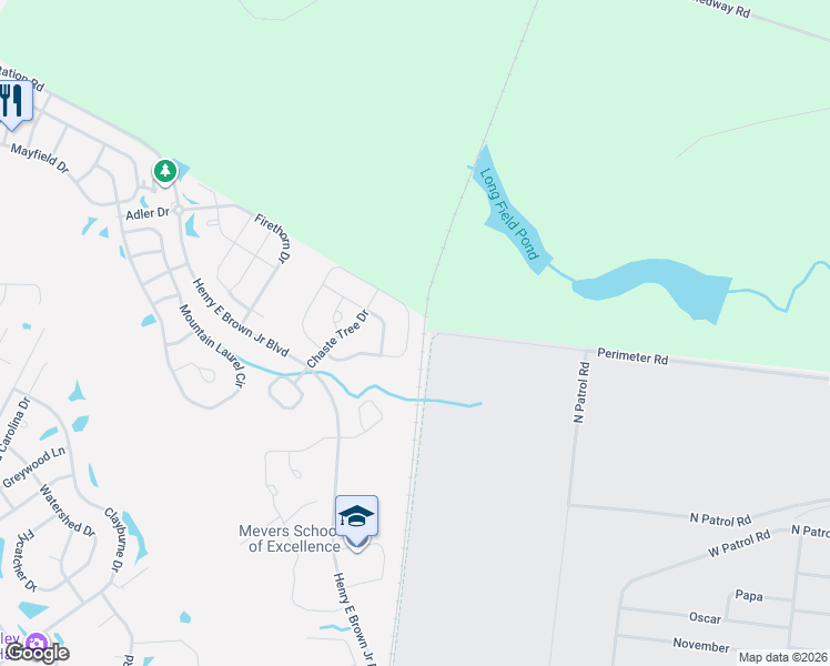 map of restaurants, bars, coffee shops, grocery stores, and more near 142 Daniels Creek Circle in Goose Creek