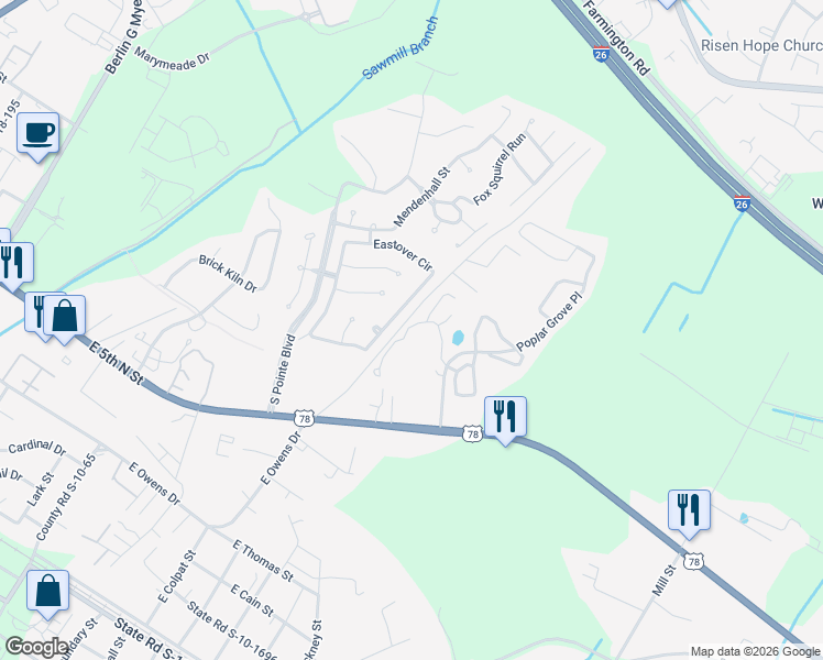 map of restaurants, bars, coffee shops, grocery stores, and more near 300 Pine Bluff Drive in Summerville