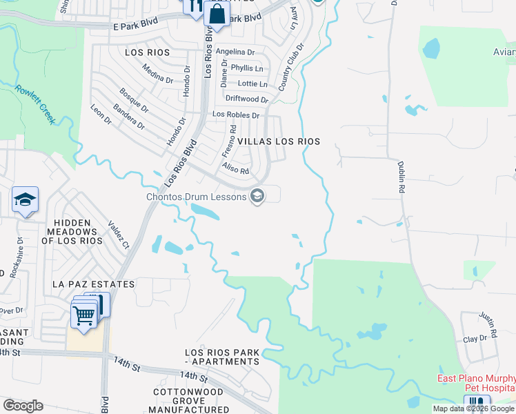 map of restaurants, bars, coffee shops, grocery stores, and more near 1700 Vallarte Court in Plano