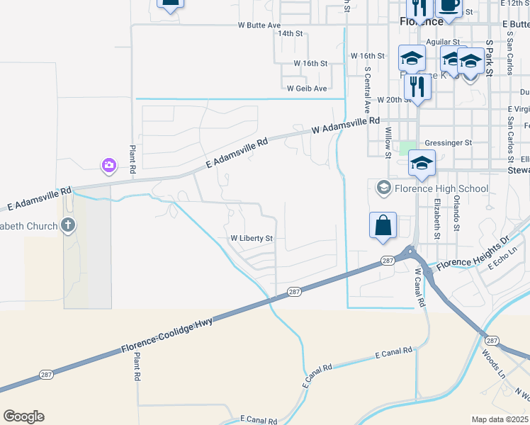 map of restaurants, bars, coffee shops, grocery stores, and more near 1224 Centennial Park Avenue in Florence
