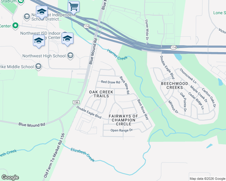 map of restaurants, bars, coffee shops, grocery stores, and more near 2437 Clay Creek Lane in Justin