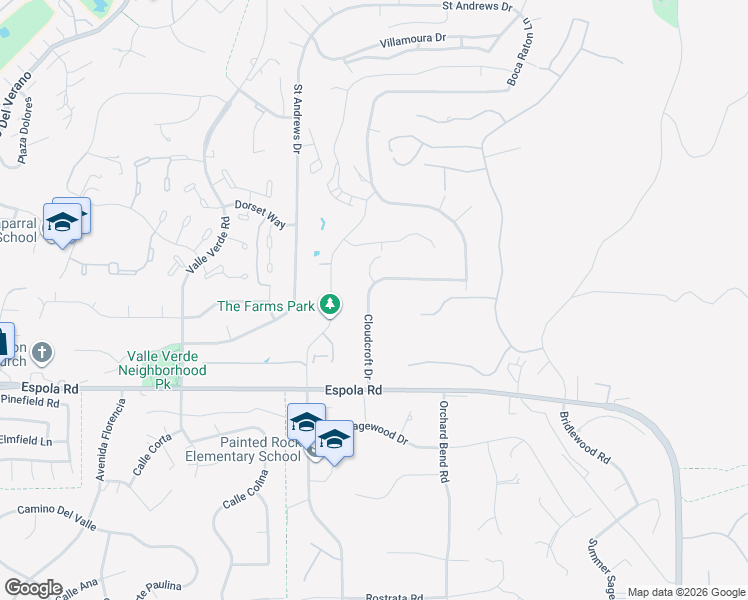 map of restaurants, bars, coffee shops, grocery stores, and more near 17049 Cloudcroft Drive in Poway