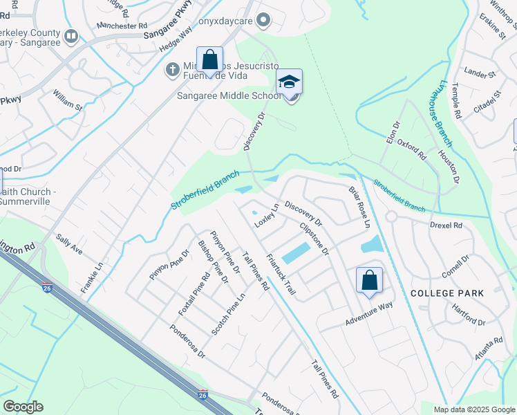 map of restaurants, bars, coffee shops, grocery stores, and more near 2008 Clipstone Drive in Ladson