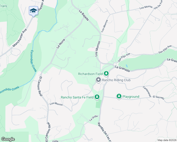 map of restaurants, bars, coffee shops, grocery stores, and more near 4701 El Mirar in Rancho Santa Fe