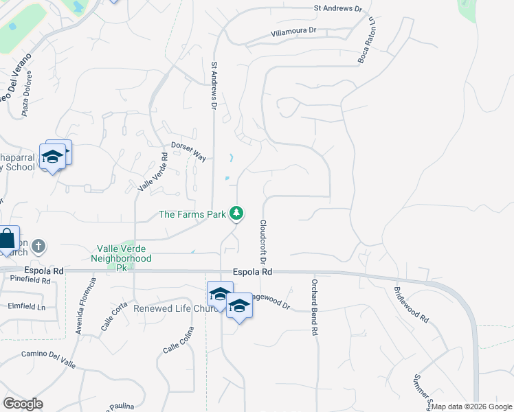 map of restaurants, bars, coffee shops, grocery stores, and more near 17058 Cloudcroft Drive in Poway