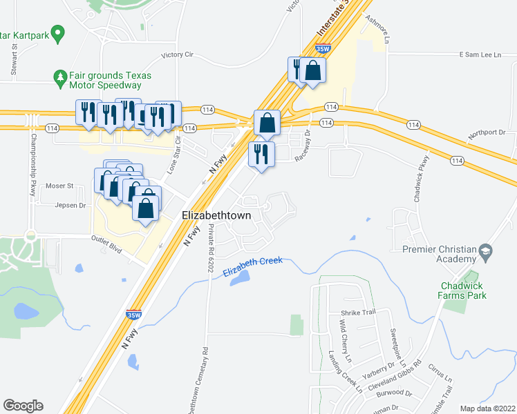 map of restaurants, bars, coffee shops, grocery stores, and more near 8409 Small Block Road in Northlake