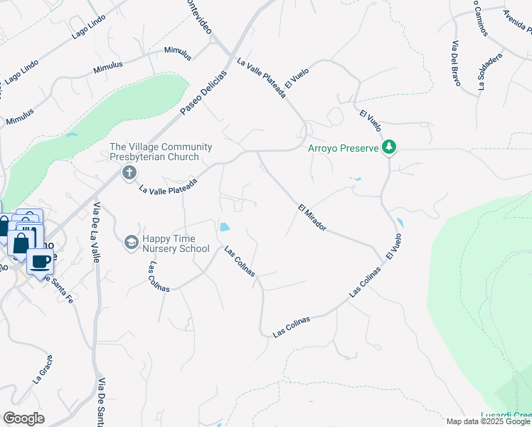 map of restaurants, bars, coffee shops, grocery stores, and more near 17140 El Mirador in Rancho Santa Fe