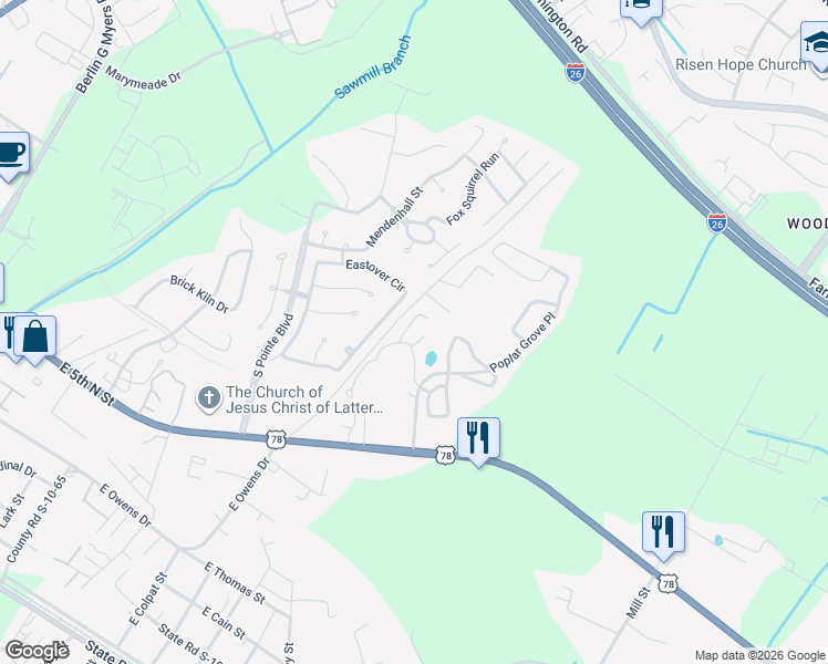 map of restaurants, bars, coffee shops, grocery stores, and more near 202 Pond Pine Trail in Summerville