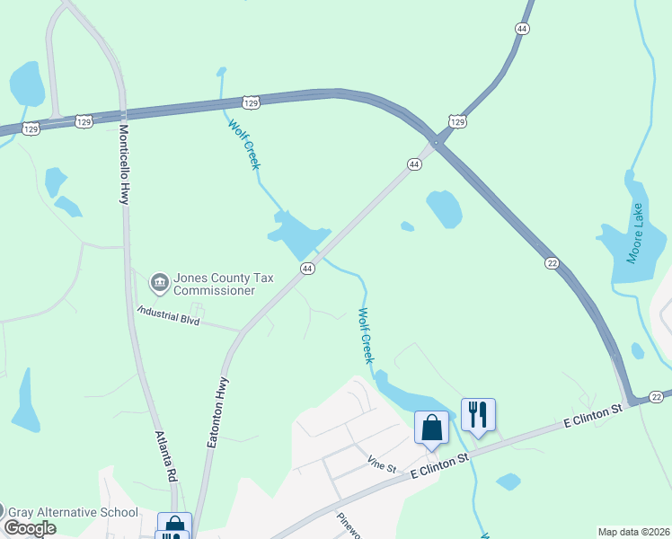 map of restaurants, bars, coffee shops, grocery stores, and more near 207 North Fork Court in Gray