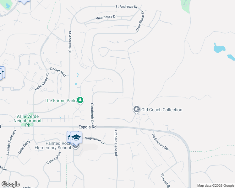 map of restaurants, bars, coffee shops, grocery stores, and more near 17207 Cloudcroft Drive in Poway