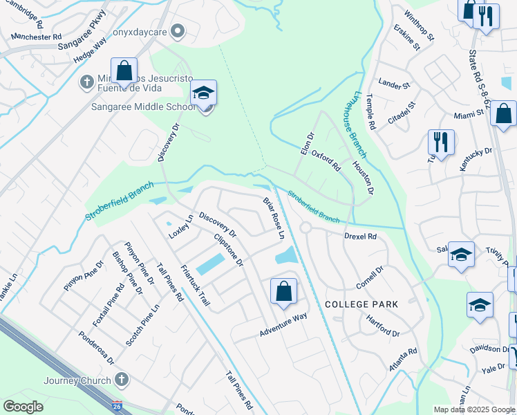 map of restaurants, bars, coffee shops, grocery stores, and more near 3020 Kinswood Lane in Ladson