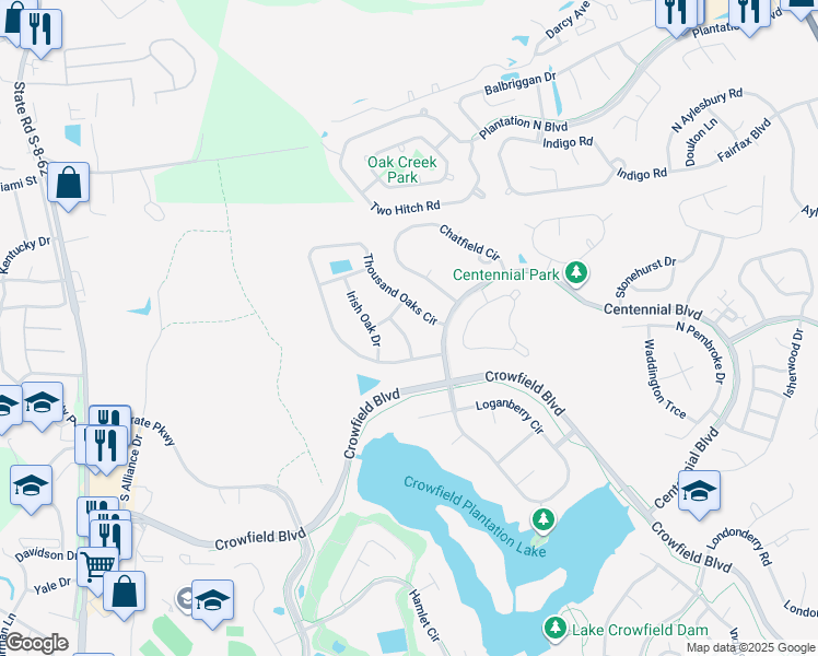 map of restaurants, bars, coffee shops, grocery stores, and more near 106 Golden Oak Dr in Goose Creek