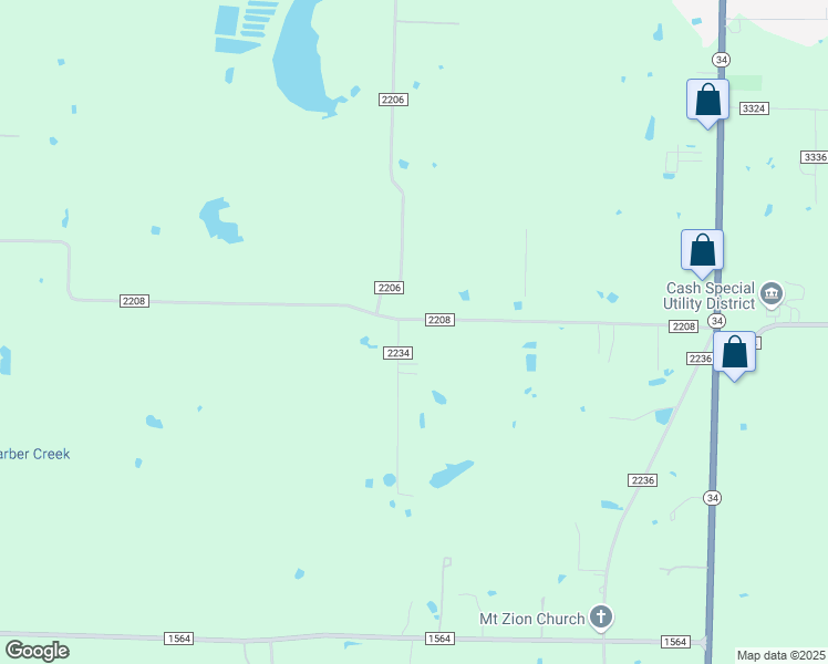 map of restaurants, bars, coffee shops, grocery stores, and more near 5000 County Road 2208 in Greenville