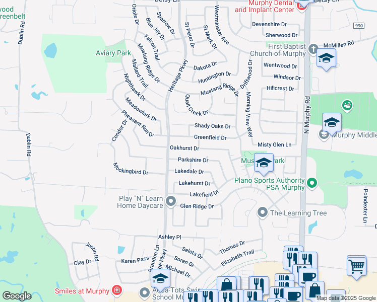 map of restaurants, bars, coffee shops, grocery stores, and more near 412 Oakhurst Drive in Murphy
