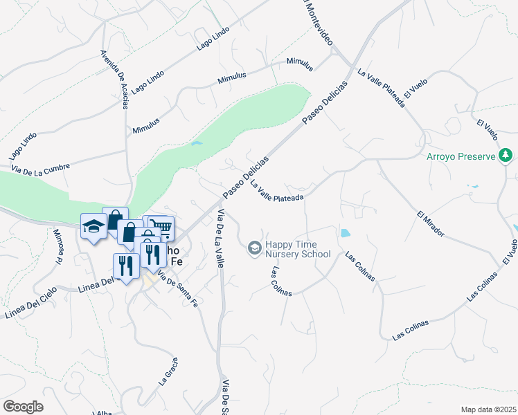 map of restaurants, bars, coffee shops, grocery stores, and more near 6385 La Valle Plateada in Rancho Santa Fe