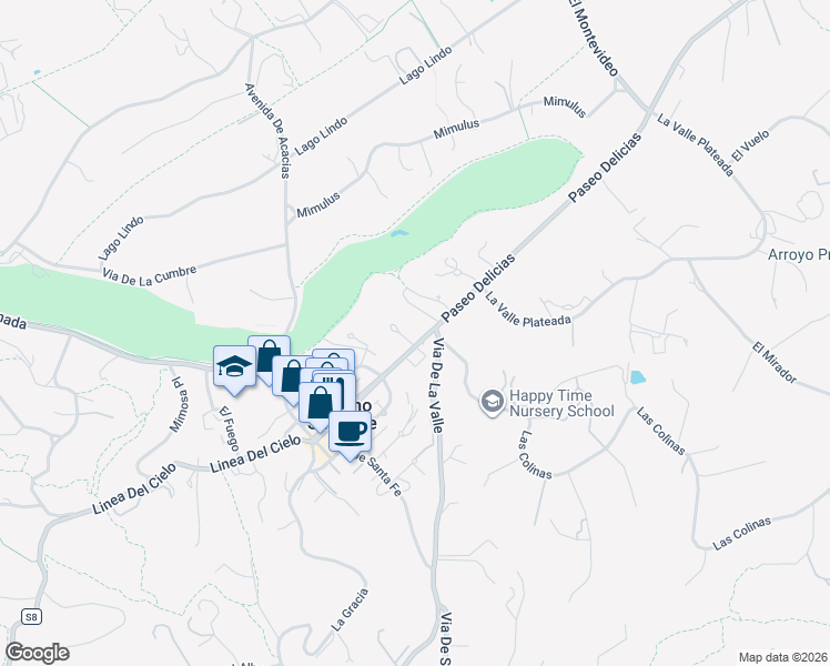 map of restaurants, bars, coffee shops, grocery stores, and more near 6130 El Romero in Rancho Santa Fe