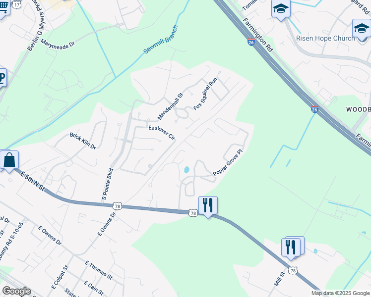 map of restaurants, bars, coffee shops, grocery stores, and more near 502 Pond Pine Trail in Summerville