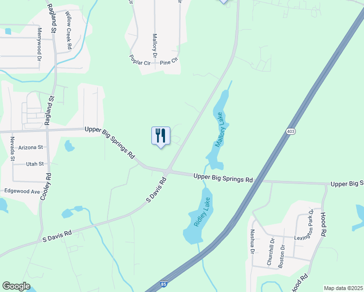 map of restaurants, bars, coffee shops, grocery stores, and more near South Davis Road in LaGrange