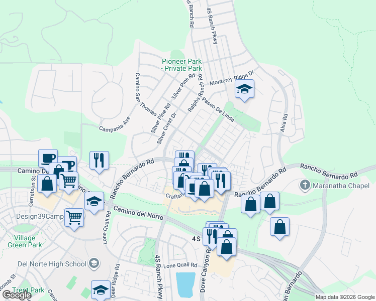 map of restaurants, bars, coffee shops, grocery stores, and more near Laurel Hill Lane in San Diego