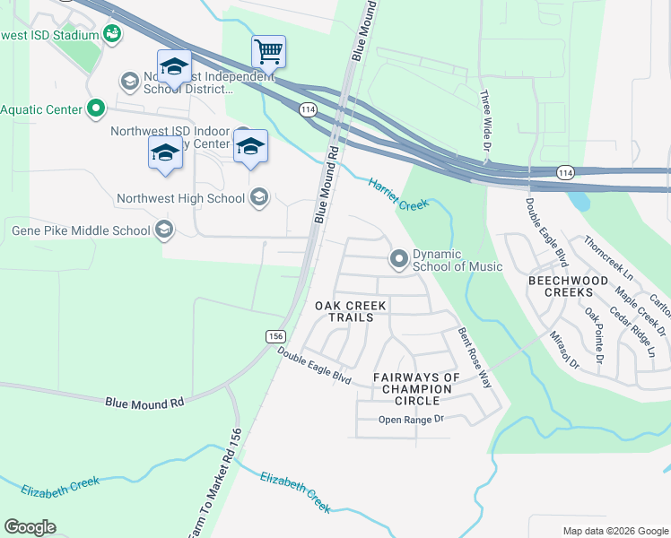 map of restaurants, bars, coffee shops, grocery stores, and more near 2400 Red Draw Rd in Fort Worth