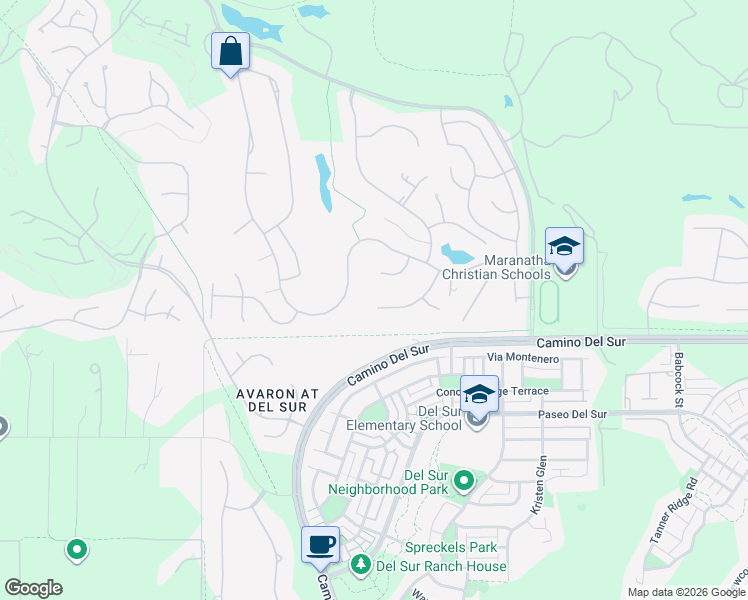 map of restaurants, bars, coffee shops, grocery stores, and more near 8104 Silverwind Drive in San Diego