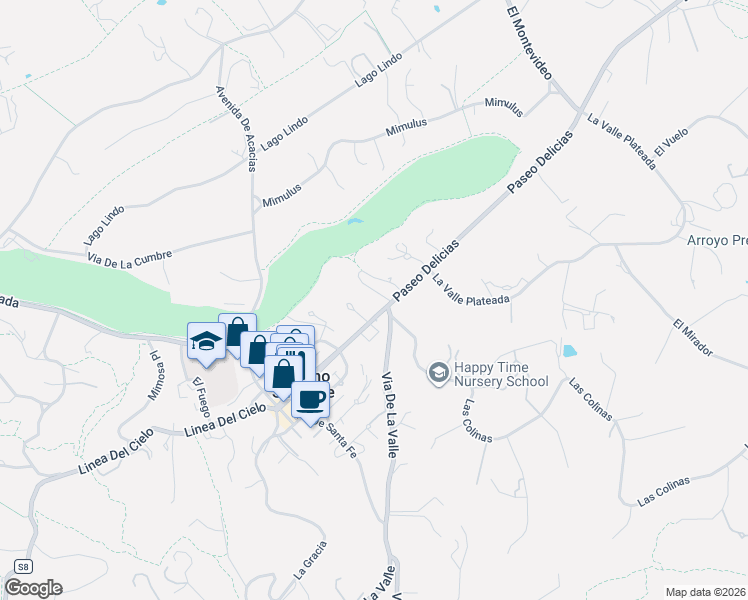 map of restaurants, bars, coffee shops, grocery stores, and more near 6122 La Fremontia in Rancho Santa Fe