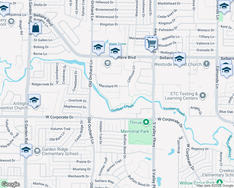map of restaurants, bars, coffee shops, grocery stores, and more near 1212 Marchant Place in Lewisville