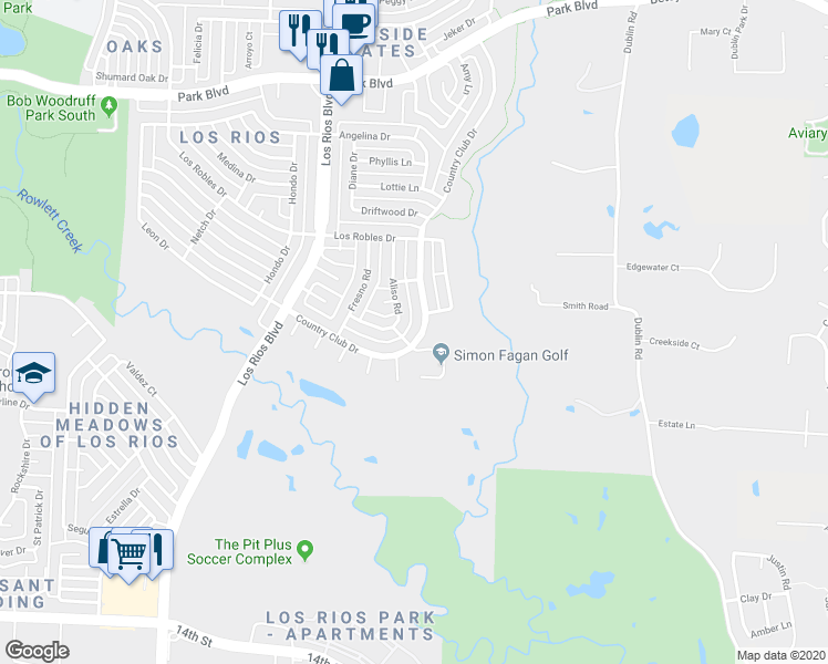 map of restaurants, bars, coffee shops, grocery stores, and more near 1905 Country Club Drive in Plano