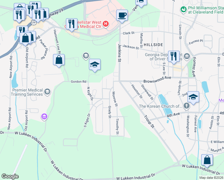 map of restaurants, bars, coffee shops, grocery stores, and more near 809 Monroe Street in LaGrange