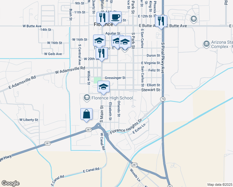 map of restaurants, bars, coffee shops, grocery stores, and more near in Florence