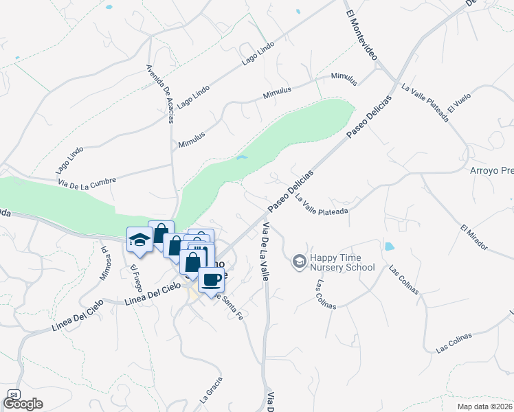 map of restaurants, bars, coffee shops, grocery stores, and more near 6101-6299 La Fremontia in Rancho Santa Fe