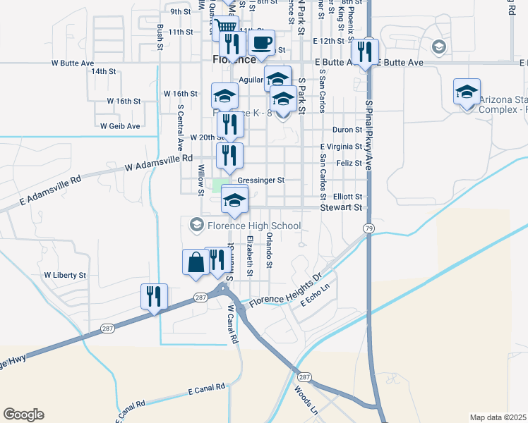 map of restaurants, bars, coffee shops, grocery stores, and more near in Florence