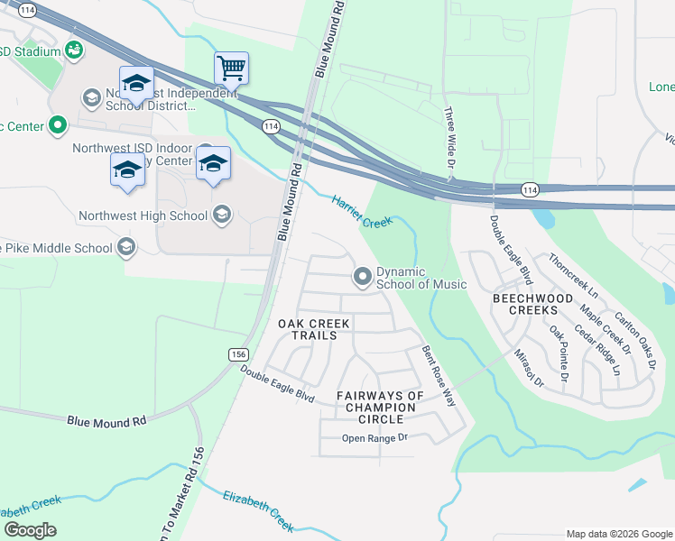 map of restaurants, bars, coffee shops, grocery stores, and more near 2424 Pumpjack Drive in Fort Worth