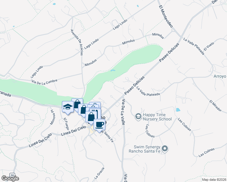 map of restaurants, bars, coffee shops, grocery stores, and more near 6190 La Fremontia in Rancho Santa Fe