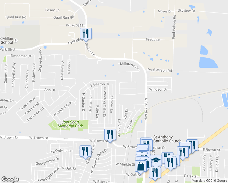 map of restaurants, bars, coffee shops, grocery stores, and more near 508 Kamber Ln in Wylie