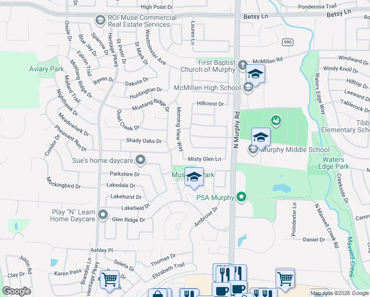 map of restaurants, bars, coffee shops, grocery stores, and more near 613 Summerfield Drive in Murphy