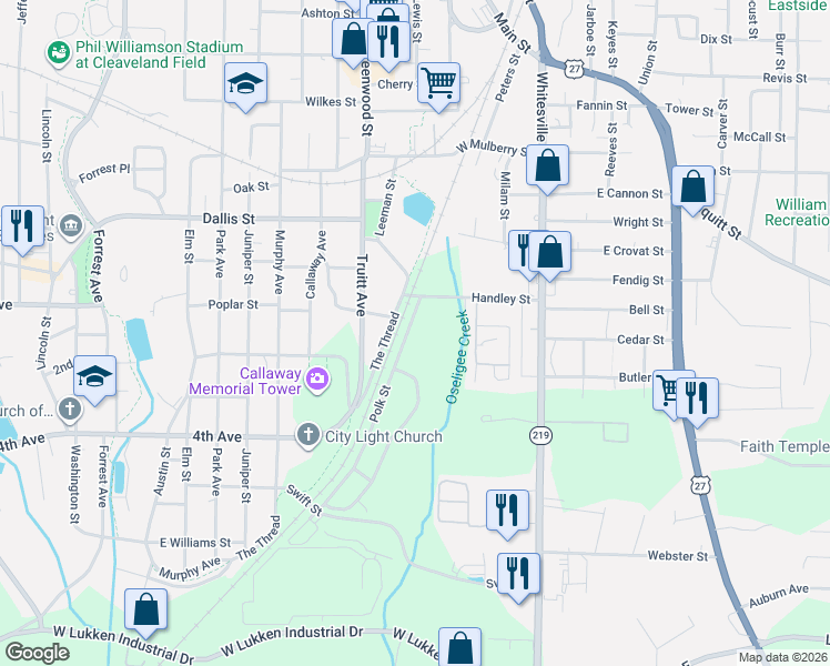 map of restaurants, bars, coffee shops, grocery stores, and more near 1055 Polk Street in LaGrange