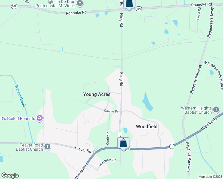 map of restaurants, bars, coffee shops, grocery stores, and more near 398 Debra Drive in LaGrange