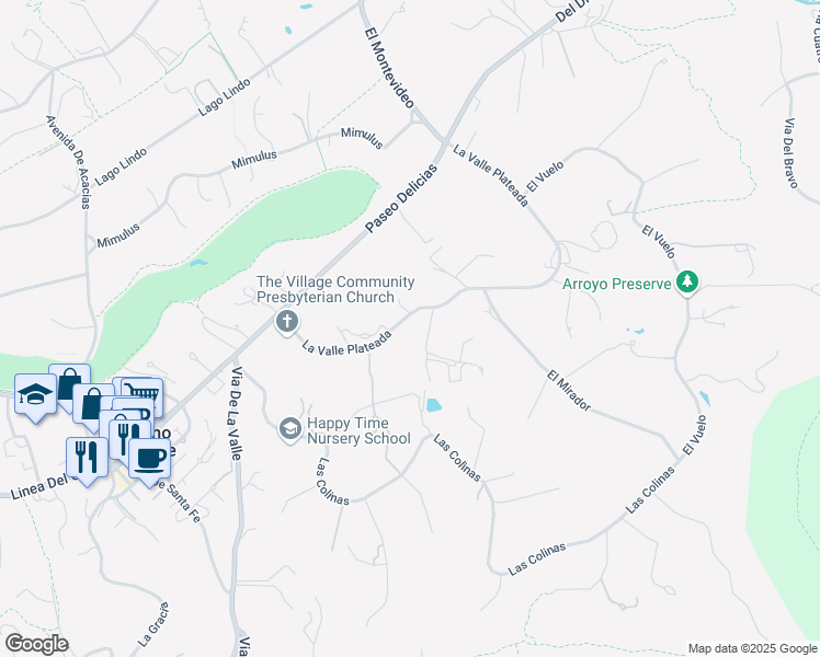 map of restaurants, bars, coffee shops, grocery stores, and more near 6557 La Valle Plateada in Rancho Santa Fe