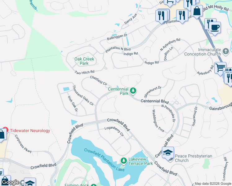map of restaurants, bars, coffee shops, grocery stores, and more near 148 Haleswood Circle in Goose Creek