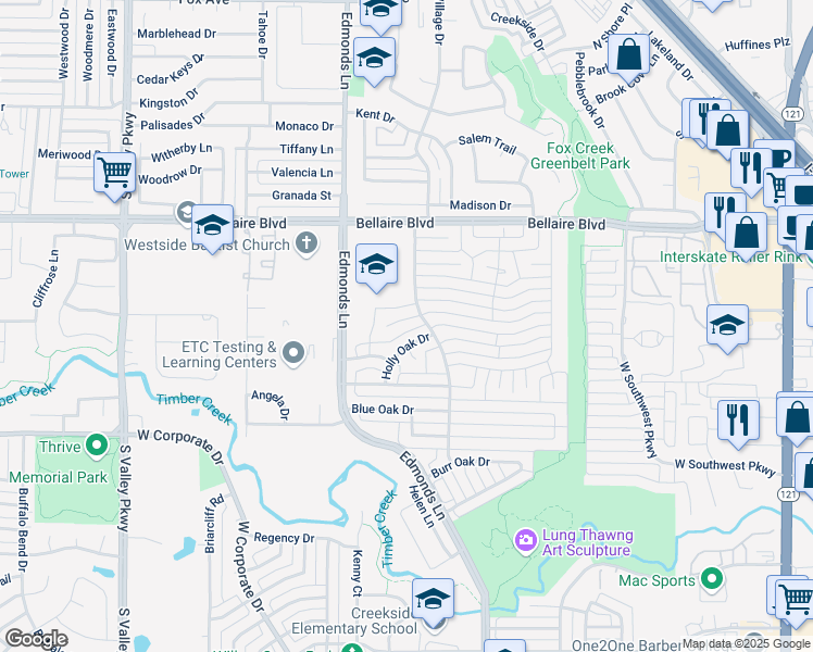 map of restaurants, bars, coffee shops, grocery stores, and more near 810 Mockingbird Circle in Lewisville