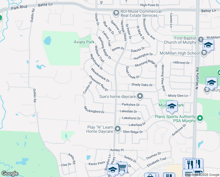 map of restaurants, bars, coffee shops, grocery stores, and more near 600 Pheasant Run Drive in Murphy