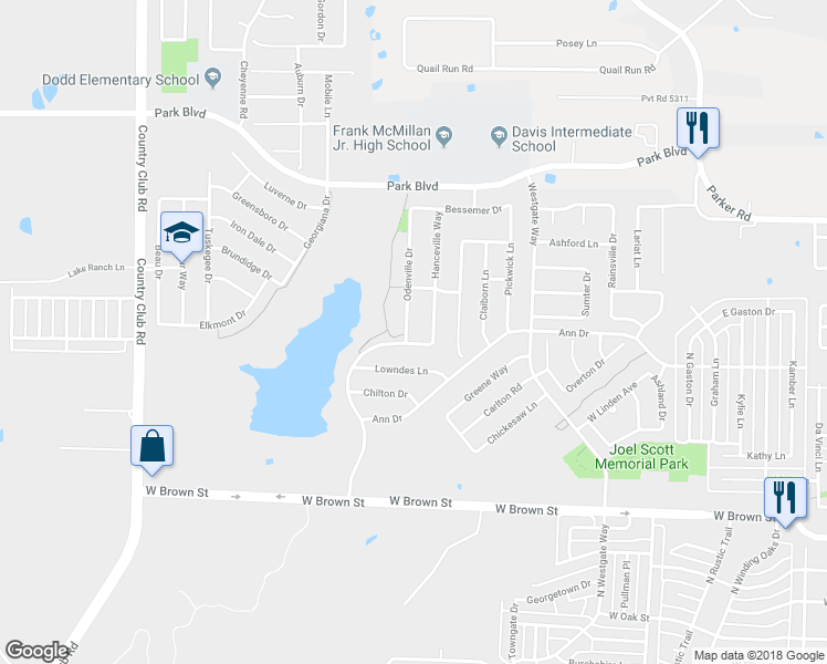 map of restaurants, bars, coffee shops, grocery stores, and more near 602 Odenville Drive in Wylie