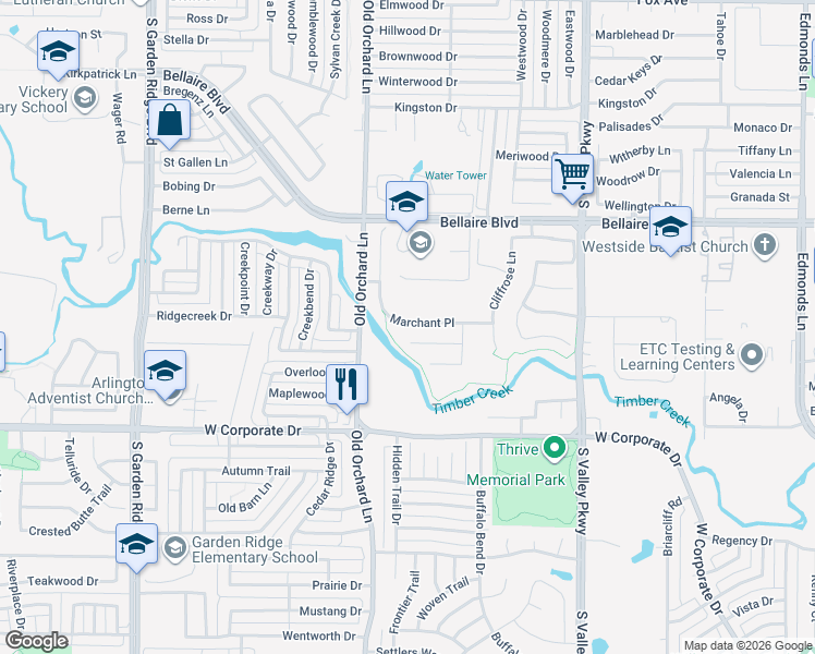 map of restaurants, bars, coffee shops, grocery stores, and more near 1248 Marchant Place in Lewisville