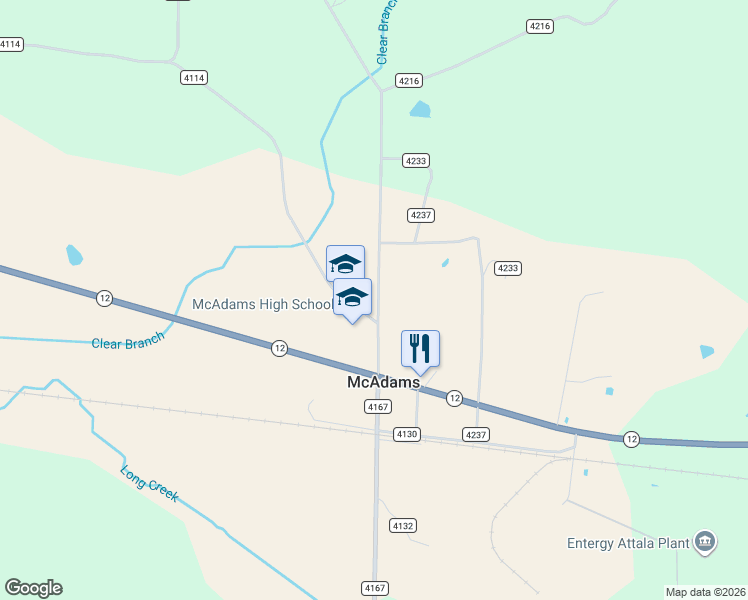 map of restaurants, bars, coffee shops, grocery stores, and more near County Road 4114 in Sallis