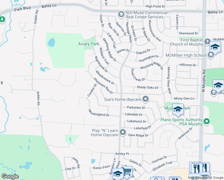 map of restaurants, bars, coffee shops, grocery stores, and more near 600 Pheasant Run Dr in Murphy