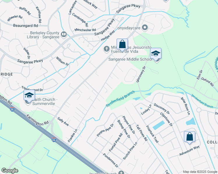 map of restaurants, bars, coffee shops, grocery stores, and more near 303 Sundial Lane in Ladson