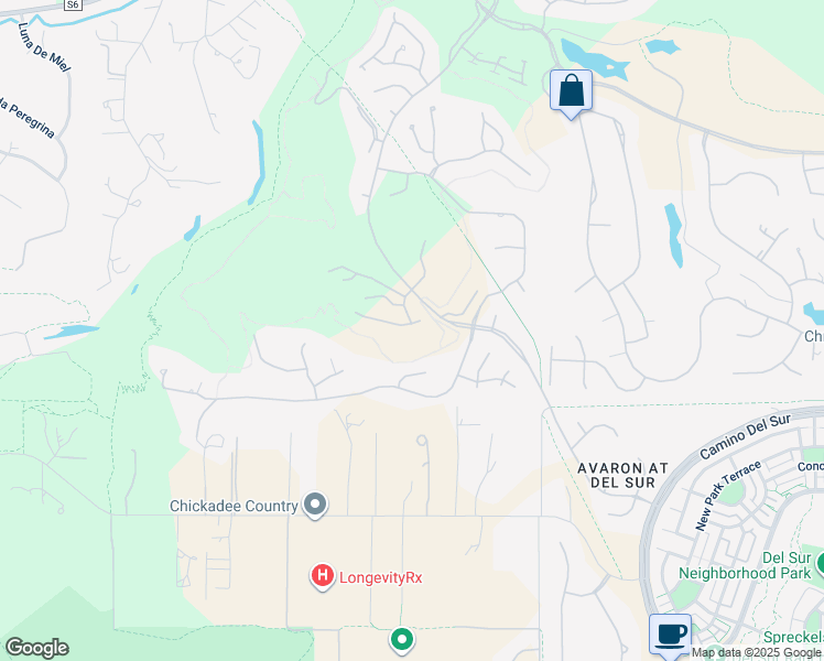 map of restaurants, bars, coffee shops, grocery stores, and more near 16622 Sweet Leilani Lane in San Diego